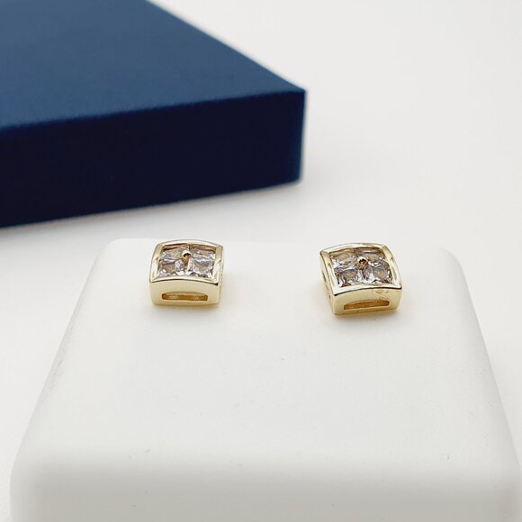 14K Gold Plated Cubic Zircon Earrings, INUS1BR037 - Picture 6 of 8